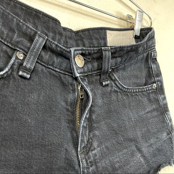 Rag & Bone Cut Off Denim Jean Mini Short in Coal Dark Blue Black 24 Y2K Boho - Picture 9 of 10